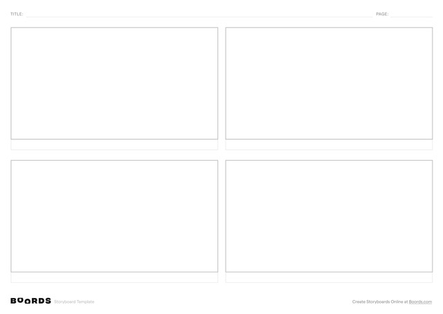 Blank storyboard template – A4, 4 panels, landscape layout