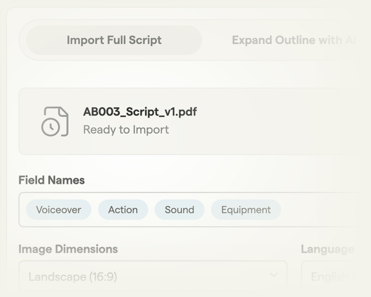 Boords AI Script Import UI