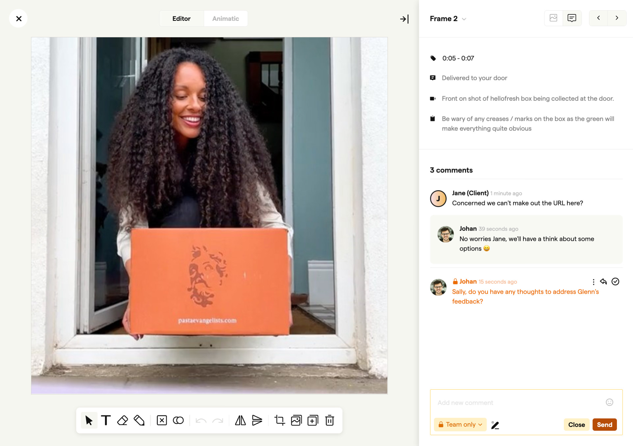 Get frame-specific comments from clients and team members screenshot