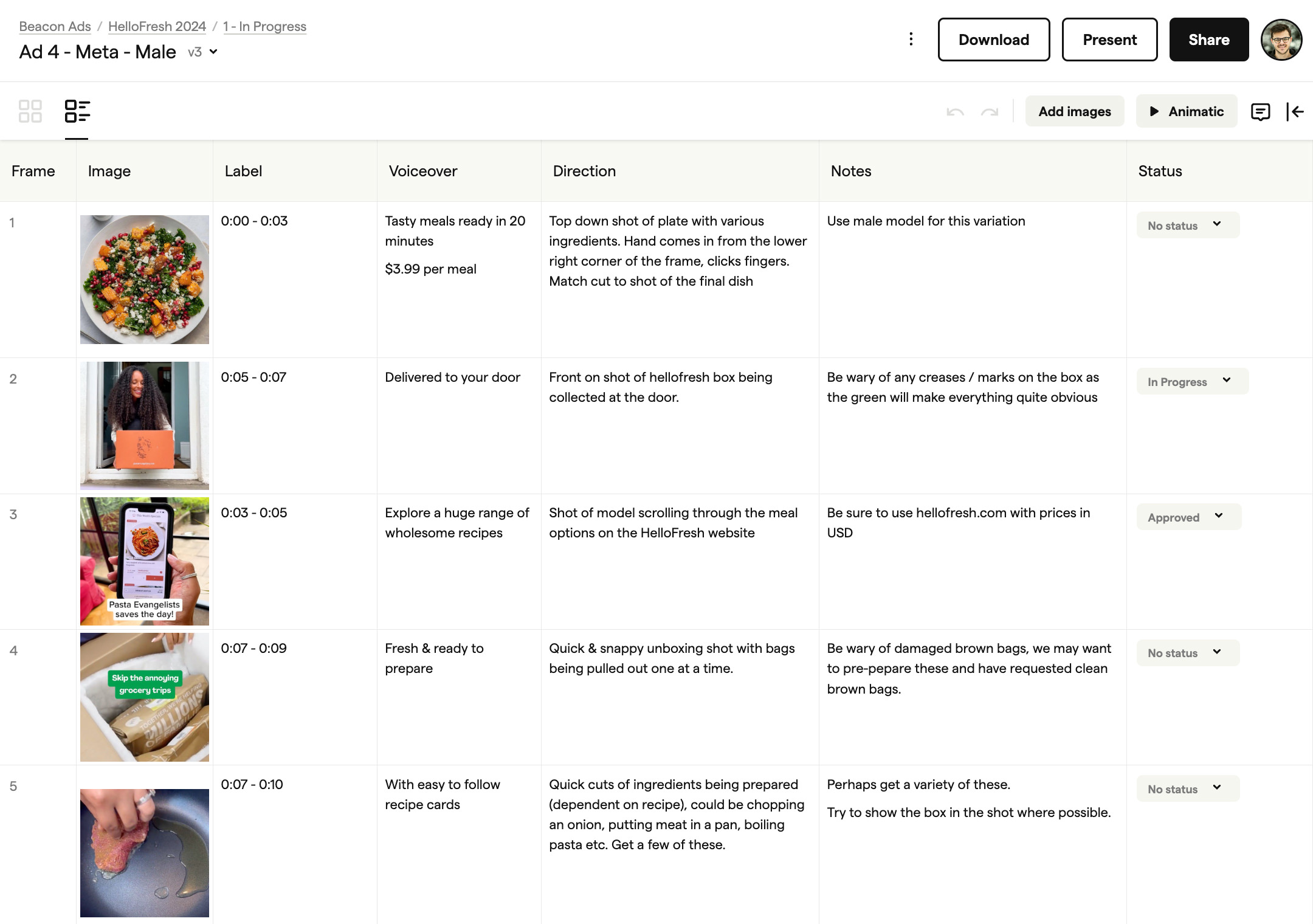 Instantly turn storyboards into exportable shot lists Screenshot